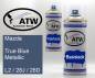 Preview: Mazda, True Blue Metallic, L2 / 28J / 26D: 400ml Sprühdose + 400ml Klarlack - Set, von ATW Autoteile West.